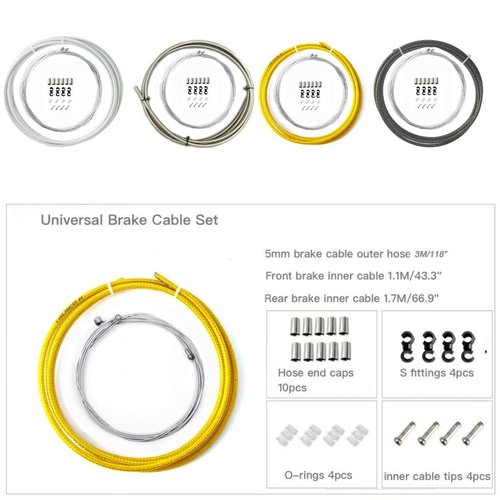 Braided Cycling Brake Housing Cable Set MTB Road Bike Housing Kit Gear Bicycle Components Parts -Silver Brake Set