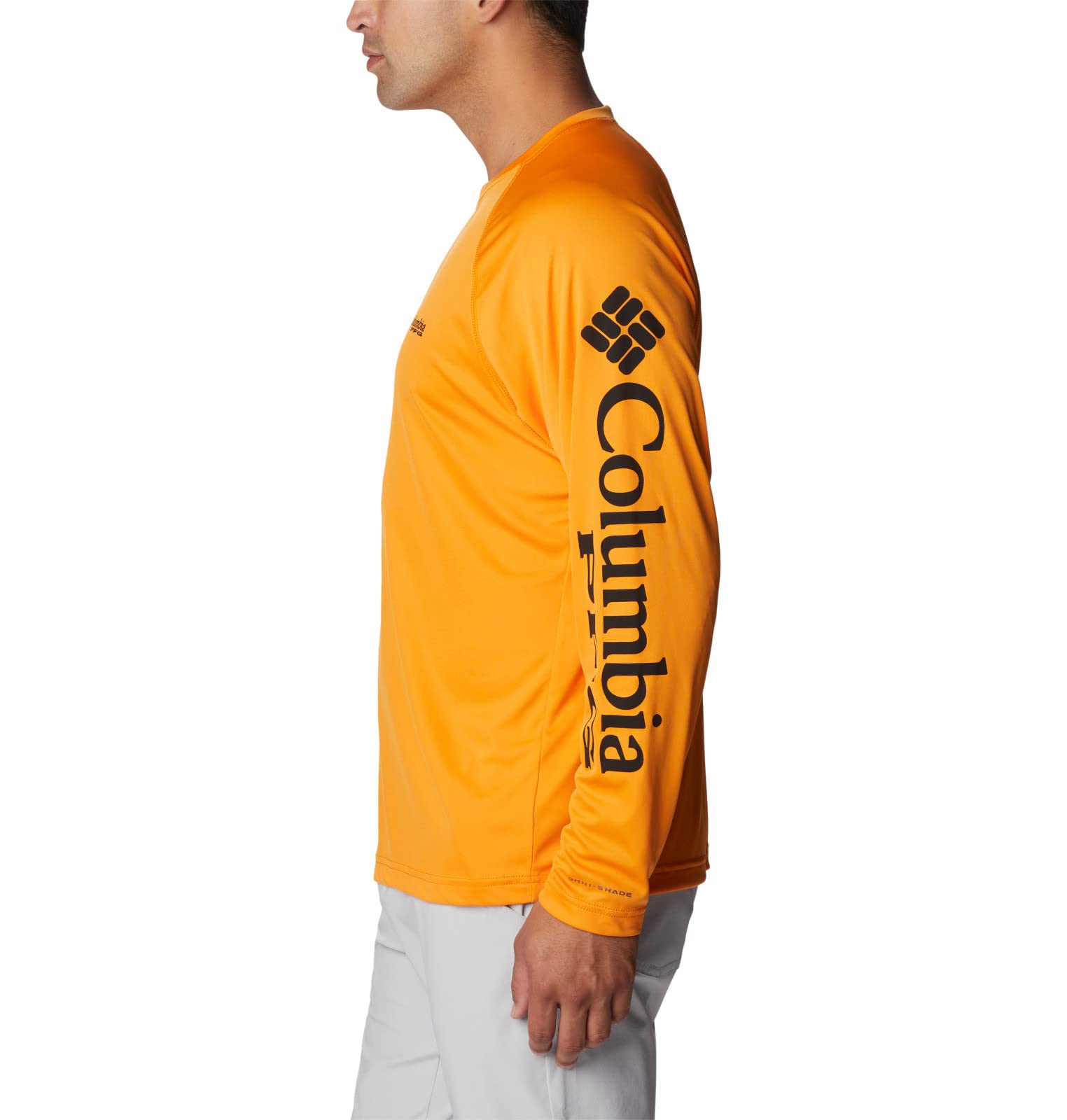 Columbia Men's Terminal Tackle Long Sleeve Shirt, Orange Blast/Black Logo, 1X Big