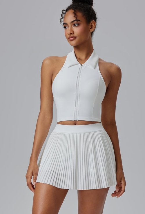 AFZ White Women Tennis Skirt Matching Tennis Tops Outfits Pickleball Skirts Workout Set