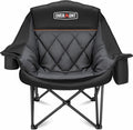 Overmont Oversized XL Camping Chair - Heavy-Duty 400lbs Support with Padded Comfort & Side Pocket | Black