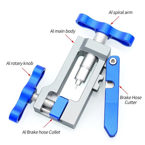 JFOYH 2IN1 Bike Tools Bicycle Hydraulic Disc Brake Needle Driver Insertion and Mineral Hose Cutting Tools Compatible with BH90/BH59/Avid/MAGURA/Banjo, 6061 Aluminum Alloy