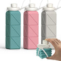 Beautail Collapsible Water Bottles - 20.6oz BPA-Free Silicone Travel Bottles | Leakproof & Portable, 3 Pack (Blue, Pink, Starlight)