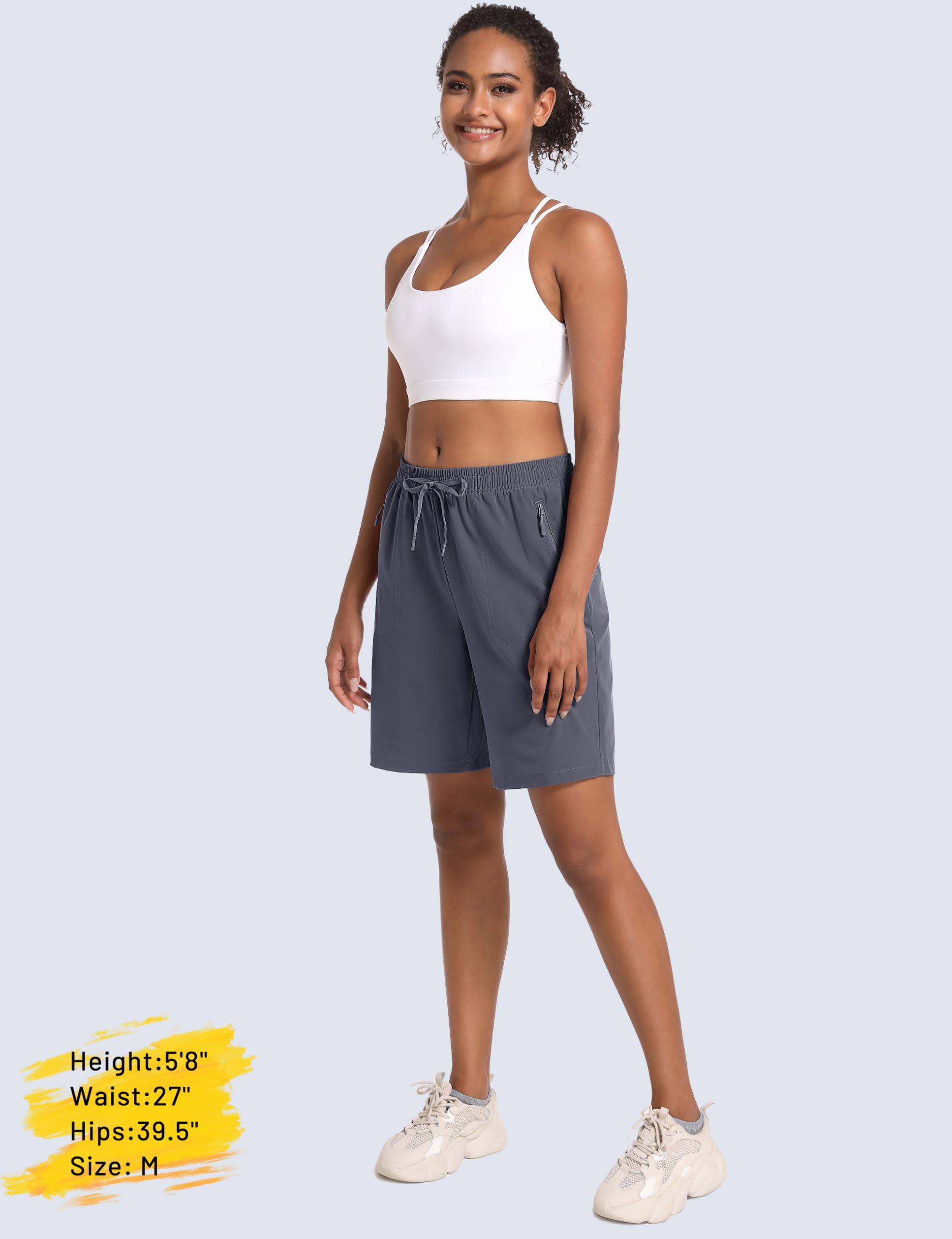MAGCOMSEN Hiking Shorts for Women Quick Dry with Pockets Lightweight Water Resistant Athletic Golf Dark Grey S