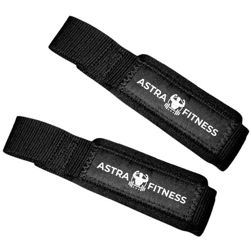 Astra Fitness Lifting Straps for Weightlifting, Bodybuilding, Powerlifting, Strength Training, & Deadlifts - Padded Neoprene with 18 inch Cotton (Lifting Strap,Black)