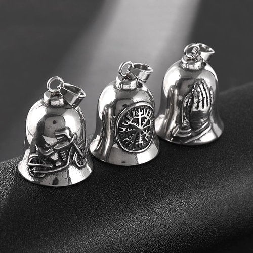 Praying Hand Motorcycle Ride Bell, Stainless Steel Guardian Motorcycle Angel Bell, Gremlin Bell Motorcycle Accessories Luck Charm