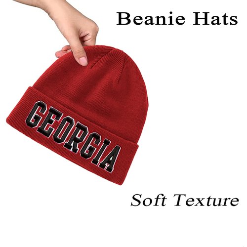 HUIGONGSHOU Beanie for Men and Women, Winter Knit Hat with 3D Embroidery, Cuffed Winter Hat Sport Fans Gift for Men Women