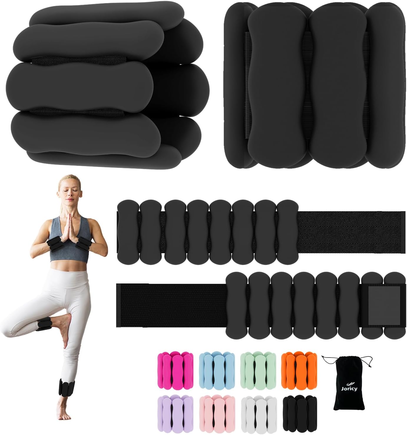 Skiennix Wrist Weights - 1lb & 2lb Adjustable Bangles for Strength Training, Yoga & Pilates
