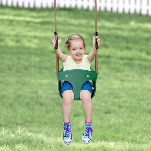 Dolibest Heavy Duty Toddler Swing Seat - Cute Elephant Design with Locking Carabiners | 600LB Weight Limit, Green