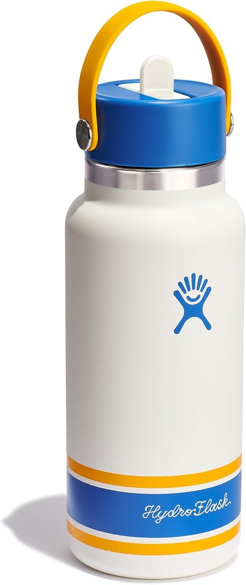 Hydro Flask Water Bottle - Insulated Stainless Steel - 32 Oz Wide Mouth with Flex Straw Lid | Campus Ivory