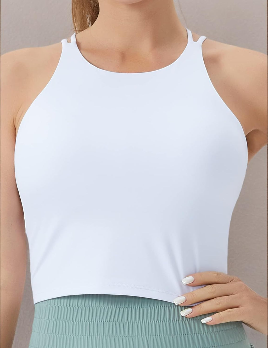 The Gym People Women's Cross Back Sports Bra - Halter Neck Workout Crop Top with Removable Pads