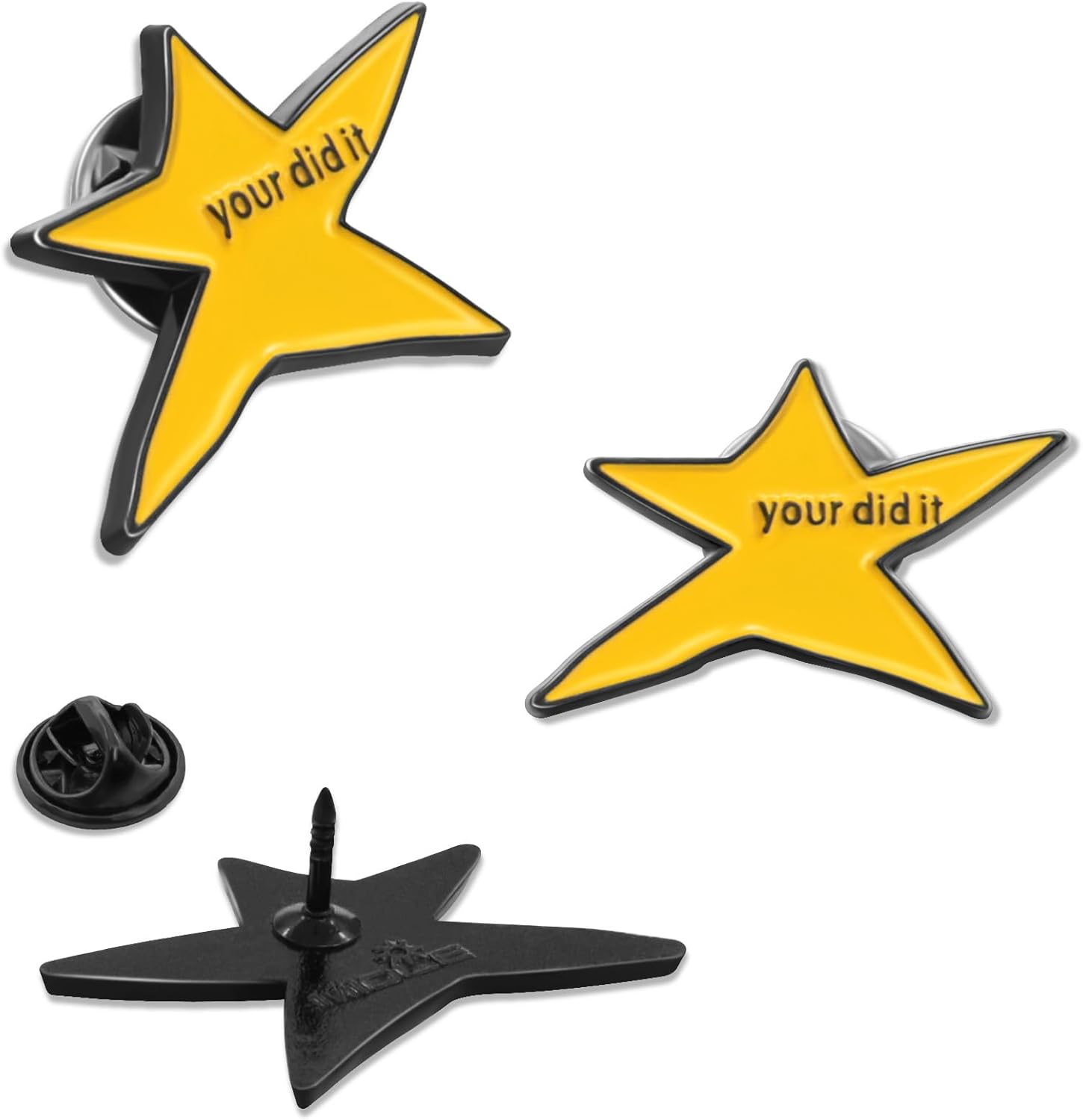 Yellow Star Enamel Lapel Pins by Your Did It - Inspirational Brooches for Graduation & Cute Desk Decor | 10/20/50/100 Pack