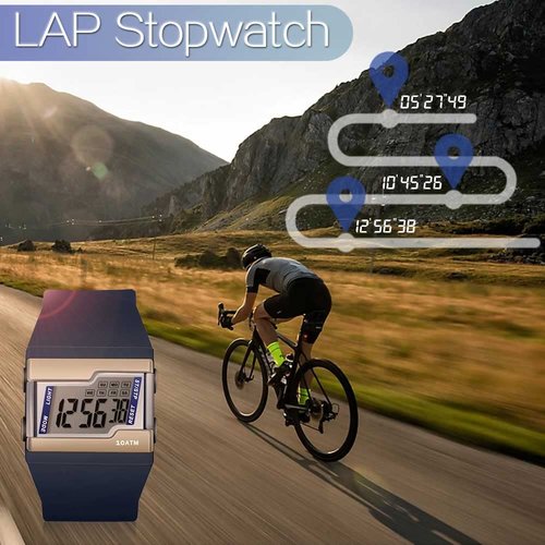 10 ATM Water Resistant Digital Wristwatch for Swimming and Diving with Multiple Functions of Lap Stopwatch, Alarm Clock, Calendar and Backlight