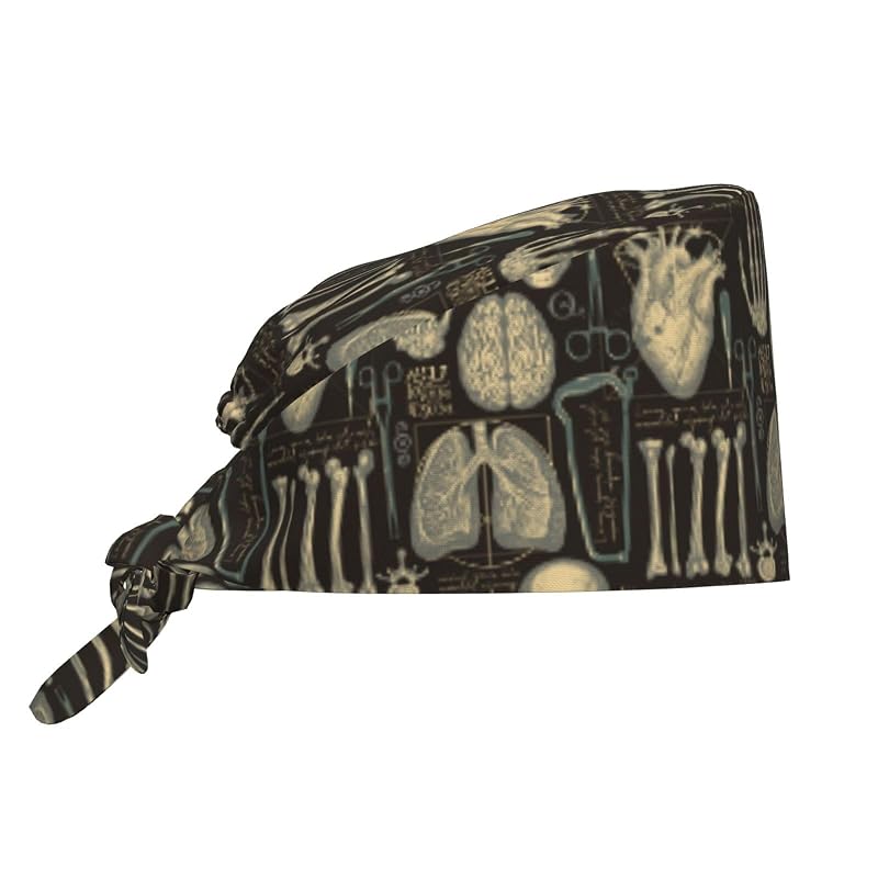 Unisex Adjustable Surgical Working Cap - Scrub Cap with Elastic Bandage Cap, Leopard Print - Medical Hair Cover