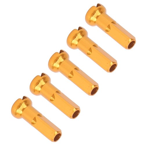 equlup 100Pcs Bike Spoke Nipple, Aluminum Alloy Spoke Cap Cover 14x6mm/0.55x0.24in Cycling Replacement Accessories Set for Inner Diameter 2mm Spokes (Gold)