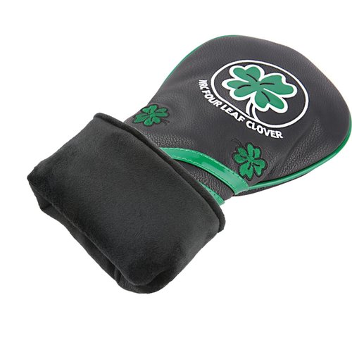 Black Leather Lucky Clover Golf Club Hybrid Head Cover Utlity UT Cover for Taylormade Callaway Ping