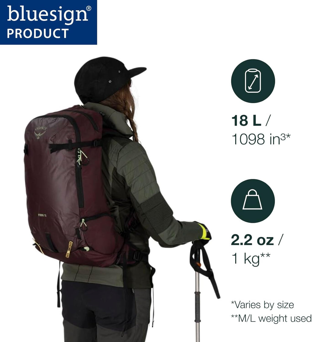 Osprey Firn 18L Ski & Snowboard Backpack - Elderberry Purple & Peppermint Green | Small/Medium Size