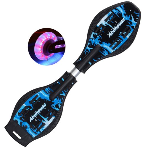 Simcat Caster Board, Skateboard with 360-degree Casters and Illuminating Wheels, Lightweight Durable Twistboard for Kids, Teenagers and Adults (A)