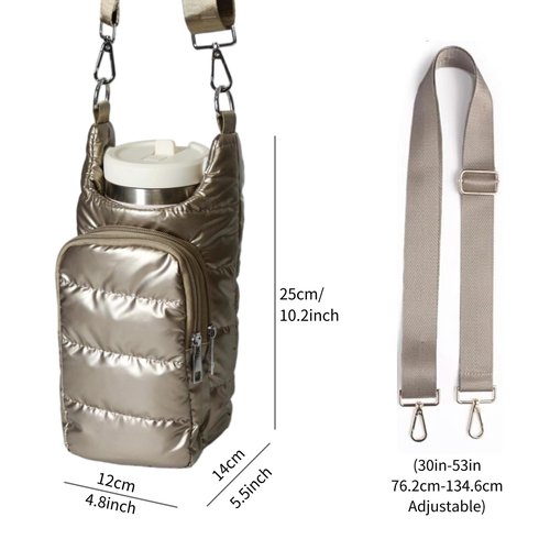 chrisdien deny Water Bottle Holder with Crossbody Strap, Insulated 32oz & 40oz Sling Bag, Water Bottle Purse with Phone Pocket for Travel & Gym