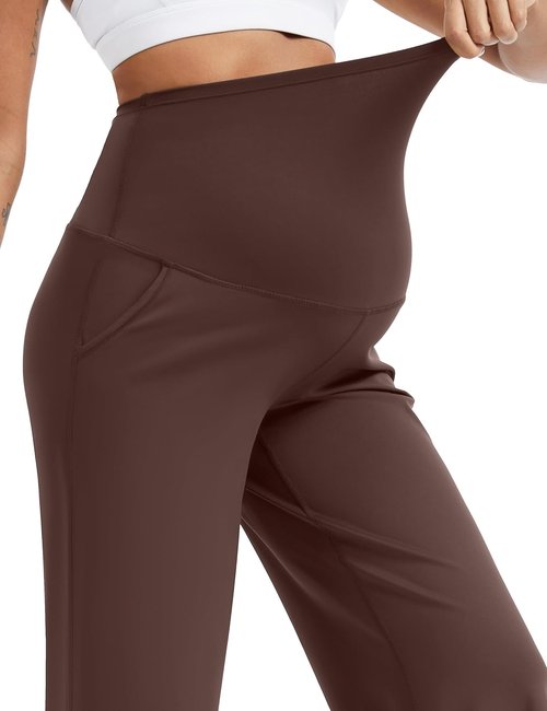 MathCat Maternity Pants - Over The Belly Wide Leg Yoga Trousers for Comfortable Pregnancy | Soft Stretchy Fabric