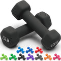 Portzon Dumbbells Neoprene with Non Slip Grip weight for Total Body Workout Compatible with of 2 Set,1-15 LB, Anti-Slip, Anti-roll, Hex Shape