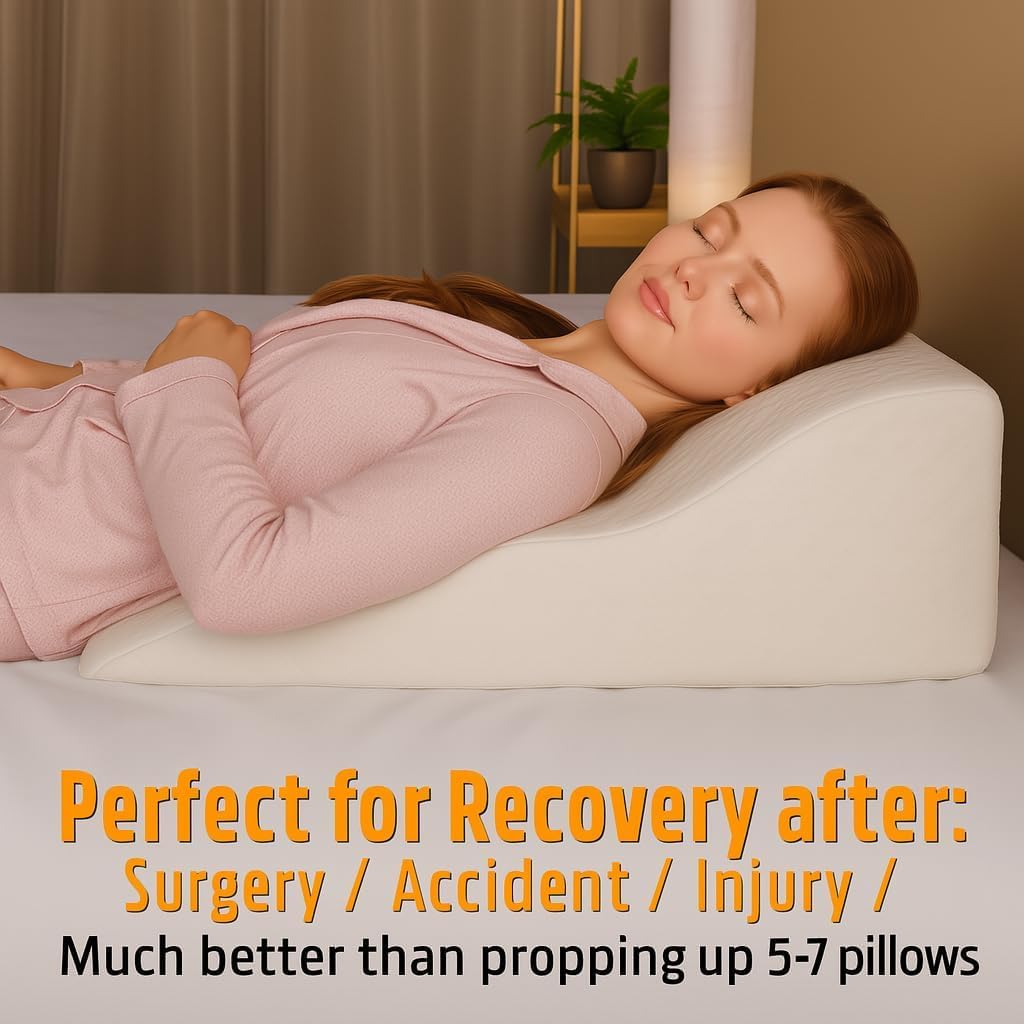 Aeris Wedge Pillow - Memory Foam Bed Wedge for Post-Surgery Recovery & Snoring Relief | Breathable Viscose Cover