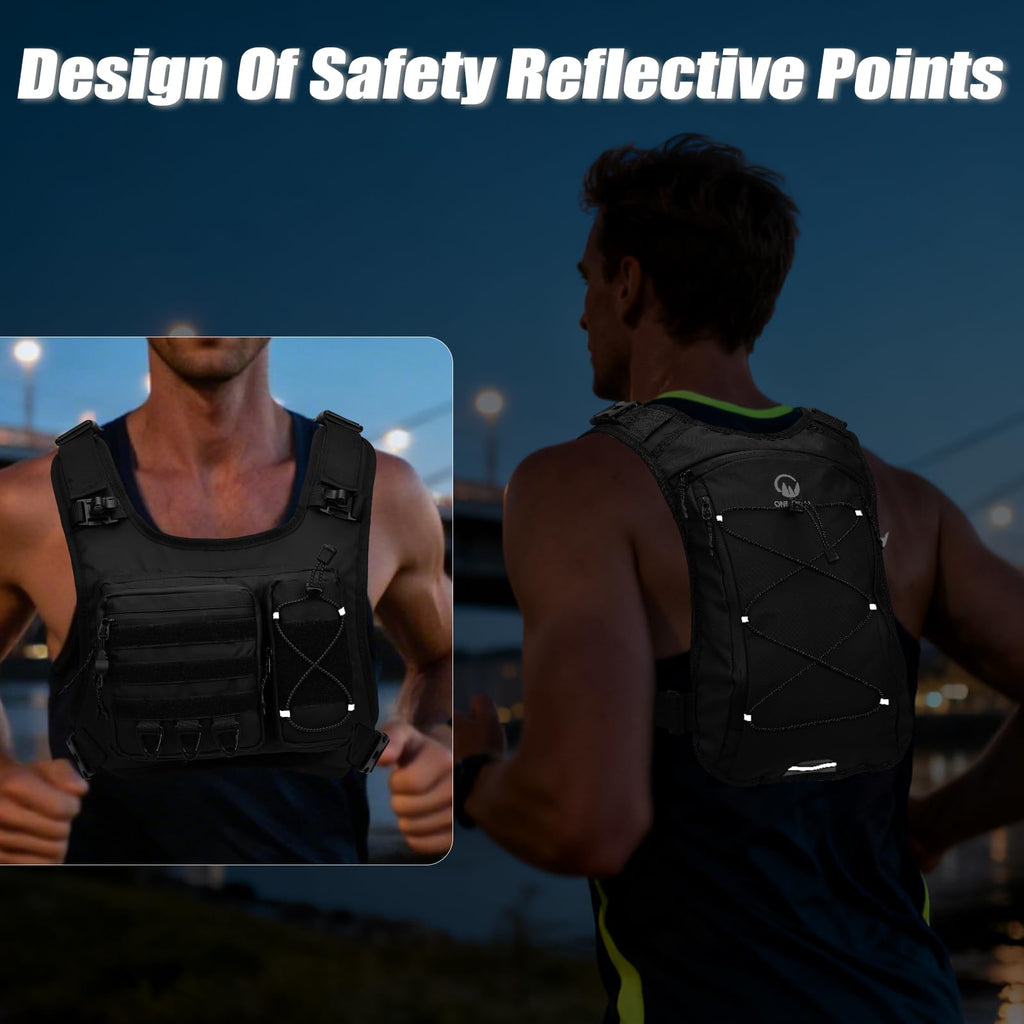 ONETOALL Running Vest with 2L Leakproof Water Bladder, Chest Pack for Hunting with Insulated Compartment for Men & Women Running, Cycling, Camping, Hiking, Skiing