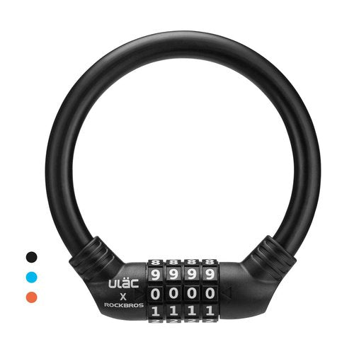 ROCKBROS Bike Lock Cable Lightweight Bike Locks with Combinations Small Bike Cable Lock Anti-Theft Bike Wheel Lock 12MM Black