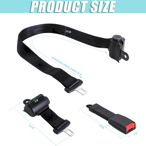 Golf Cart Seat Belts Retractable Universal Seat Belts Kit for Club Car EZGO Yamaha 40" 2 Set Safety Harness Durable Easy Installation Vehicle Accessory