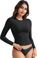 YEOREO Long Sleeve Women's Shirt - Y2K Basic Tee with Double Lining & Crew Neck | Perfect for Workouts