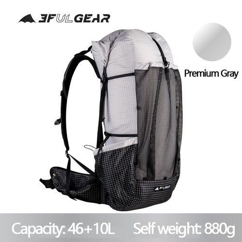 Acqorad 3F UL GEAR QiDian Pro UL 46+10L Backpack Outdoor Climbing Bag Camping Hiking Bags UHMWPE ultralight (beige)