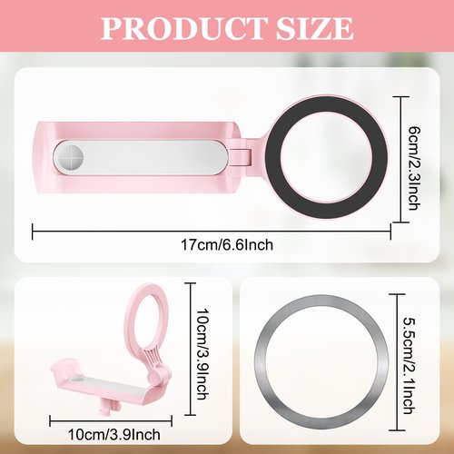 UKEXE Magnetic Phone Holder for Stanley 40oz Quencher H2.0 Tumbler with Handle, Rotatable Water Bottle Phone Stand, MagSafe Compatible, Pink