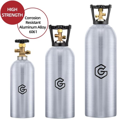CO2 Tank - 2.5lb Aluminum Gas Cylinder | DOT Approved with CGA 320 Valve for Kegerators