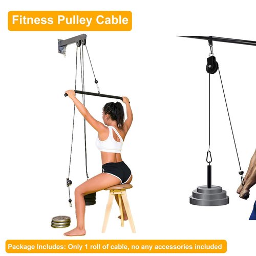 FOLUXING 32.8Ft Fitness Pulley Cable, Gym Steel Cable for DIY Home Gym, Gym Cable Replacement for Pulley Cable Machine,TPU Coated,Thick 1/4"(6mm)
