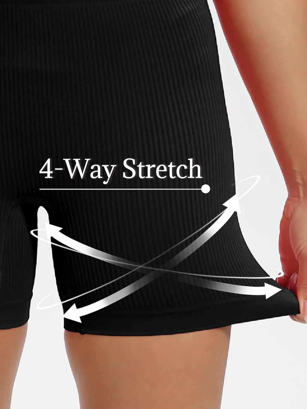 Skiennix Women's Ribbed Seamless Biker Shorts - High Waist Tummy Control Yoga Shorts for Fitness