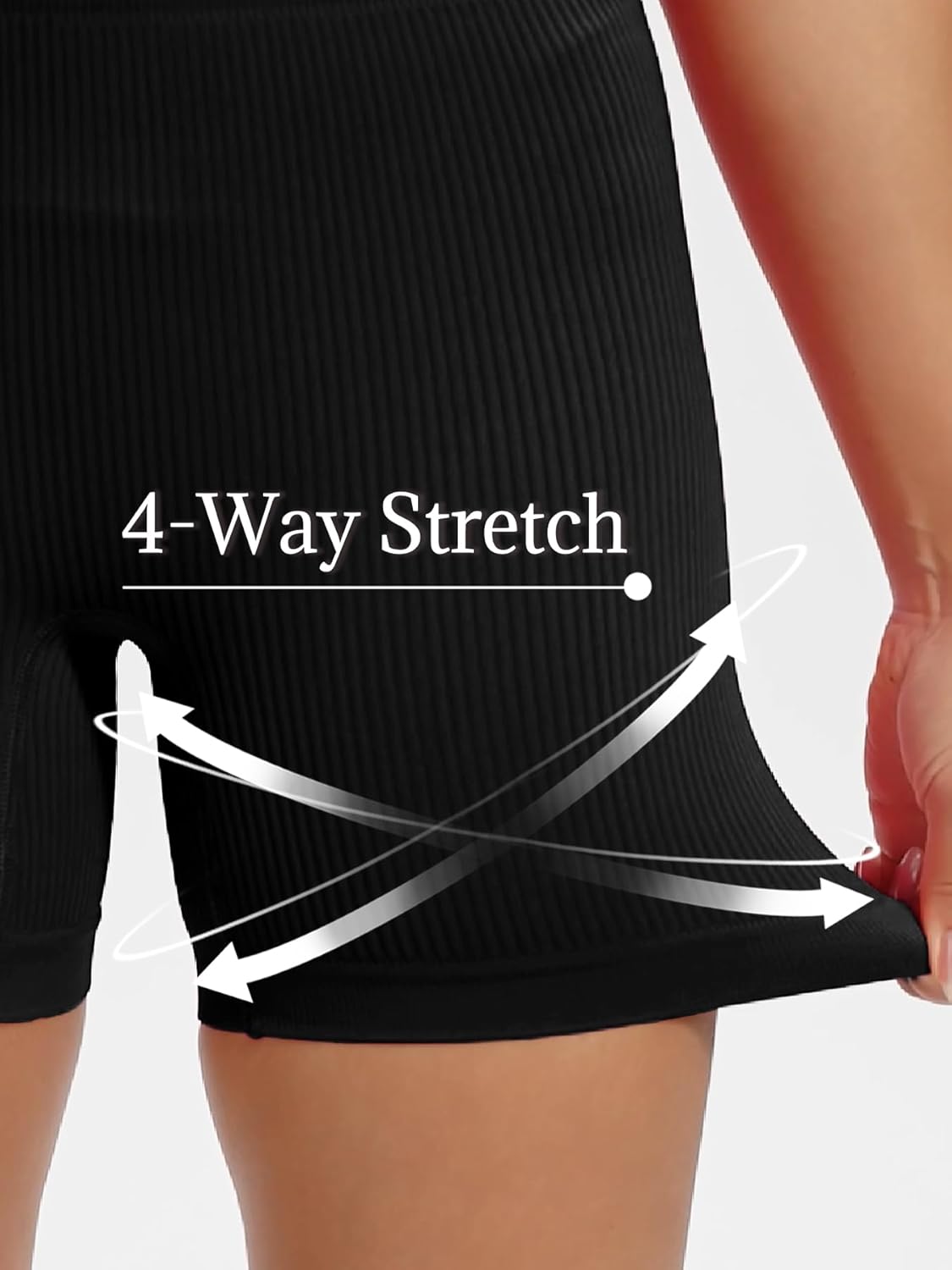 Skiennix Women's Ribbed Seamless Biker Shorts - High Waist Tummy Control Yoga Shorts for Fitness