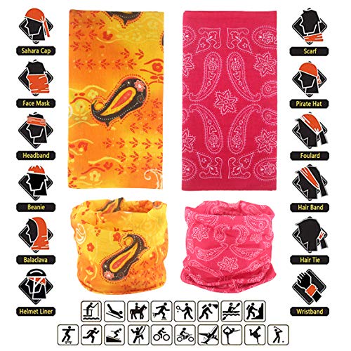 Neck Gaiter Face Mask Buffs - No1 / 12 Multi-Color Headwear for Sports & Outdoor Activities