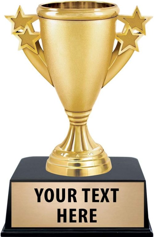 Crown Awards Gold Cup Trophy - 5 1/4" Gold Starburst Recognition Trophy with Custom Engraving