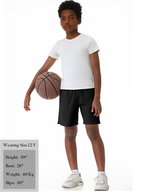 EXARUS Boys Athletic Running Shorts Quick Dry Reflective Elastic Waist with Pockets Water Resistant Hiking Gym Lightweight Shorts 14Y