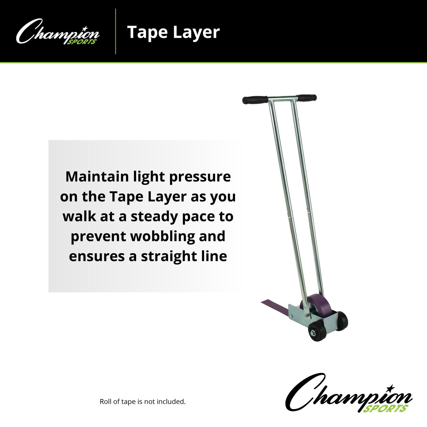 Champion Sports Floor Marking Tape Layer - Uses Single Sided Tape 1" and 2"Wide - Schools, Gyms, Restaurants