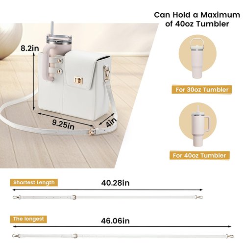 Outdoor Portable Crossbody Water Cup Storage Bag Crossbody Case with Sports Water Bottle Holder for Women Tumbler Purse with Water Bottle Pocket Compatible with Most Water Bottles Carrier Bag, White