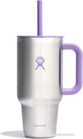 Hydro Flask Travel Tumbler - Insulated Stainless Steel with Handle & Straw | 32 Oz Violet