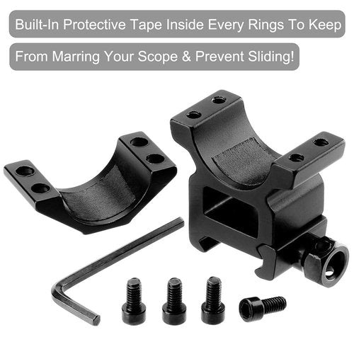1'' Scope Rings, LONSEL 2Pcs High Profile & 2Pcs Medium Profile 1 Inch Scope Mount Rings for Picatinny Rail - Pack of 4