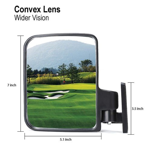 10L0L Universal Golf Cart Mirrors Folding Side Mirror and Rear View Mirror for Club Car EZGO Yamaha, 16.5" Extra Wide Panoramic Golf Cart Mirrors Combo Pack