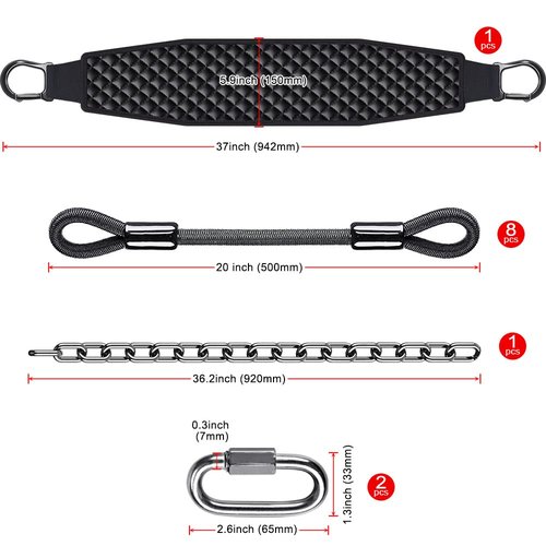 Kipika Pull Up Bands with Dip Belt - Adjustable Resistance for Chin Ups, Body Stretching & Strength Training - Heavy Duty Elastic Straps & Metal Chain Suitable for Home Gym Workout