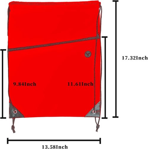 CODOBON Lightweight Drawstring Backpack - Fits 14" Laptop & Shoes | Foldable to Phone Size, Zip Pocket with Cable Port | Ideal for Gym & Travel (20, Red)