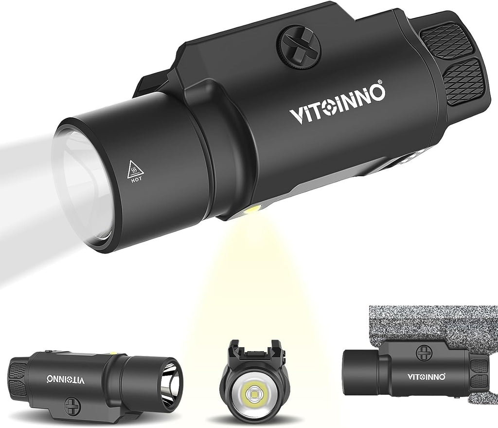 Skiennix 1750 Lumen Tactical Flashlight - Rechargeable Pistol Light with Strobe & Moonlight Mode