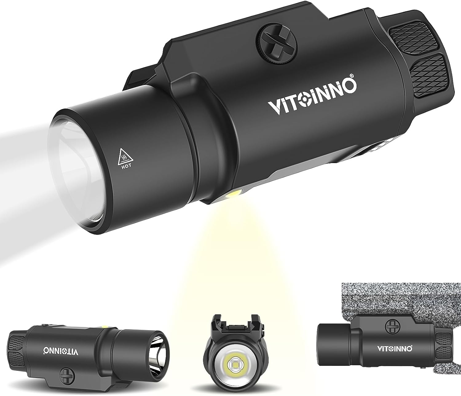 Skiennix 1750 Lumen Tactical Flashlight - Rechargeable Pistol Light with Strobe & Moonlight Mode
