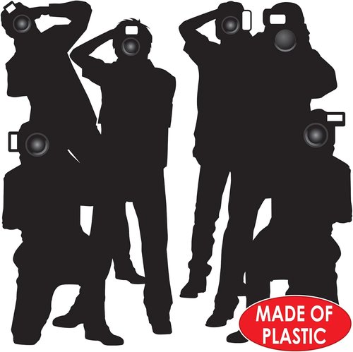 Beistle 2-Count Paparazzi Cutouts, Thin Printed Clear Plastic Hollywood Photographers Wall Backdrop Decorations, Awards Night Decor & VIP Celebrity Photo Prop for Parties, 5' 3"