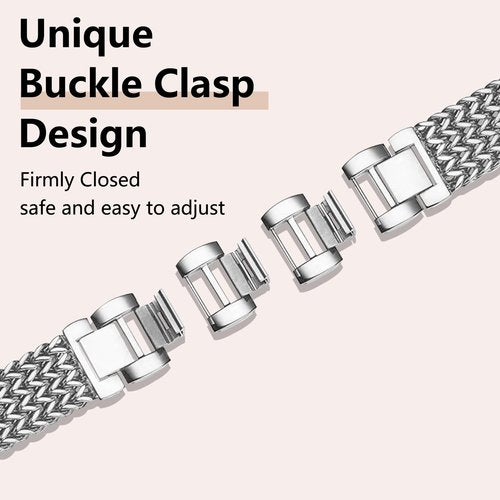Alociaga Metal Band Compatible for Fitbit Versa 4/Sense 2/Versa 3/Sense, 22mm Dressy Stainless Steel Chain Strap Designer Wristband (Sliver)