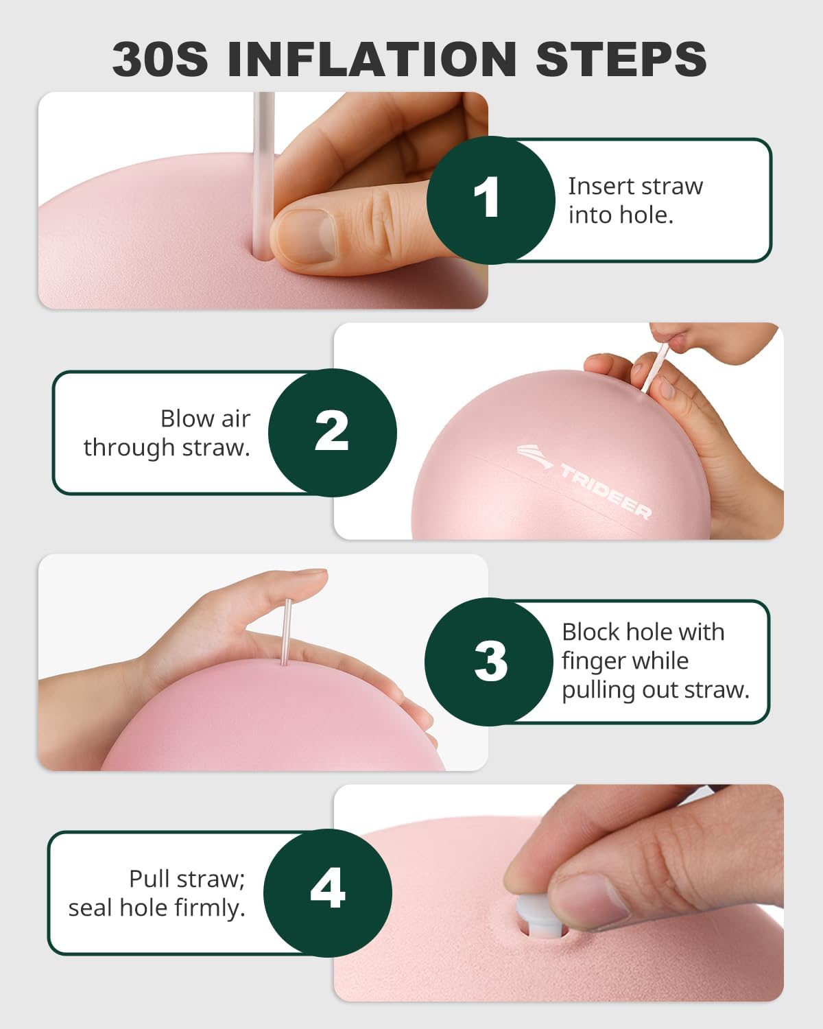 Trideer 9-Inch Pilates Ball - Small Exercise Ball for Yoga, Core Training & Physical Therapy